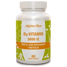 Alpha Plus D3-vitamin 3000 IE + K2 och Astaxantin