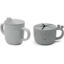 Grey - Done By Deer Spout/Snack Cup Set Deer Friends